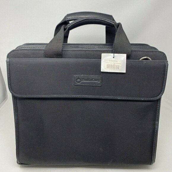 FRANKLIN Covey Black Nylon with leather trim Laptop Briefcase NEW - Picture 1 of 12